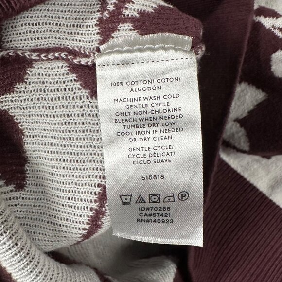 LOFT Outlet Womens Medium Red White Floral Round Neck Pullover Sweater - Picture 7 of 8